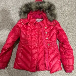 Juicy Couture Women’s Quilted Jacket with Faux Fur Trim Y2K